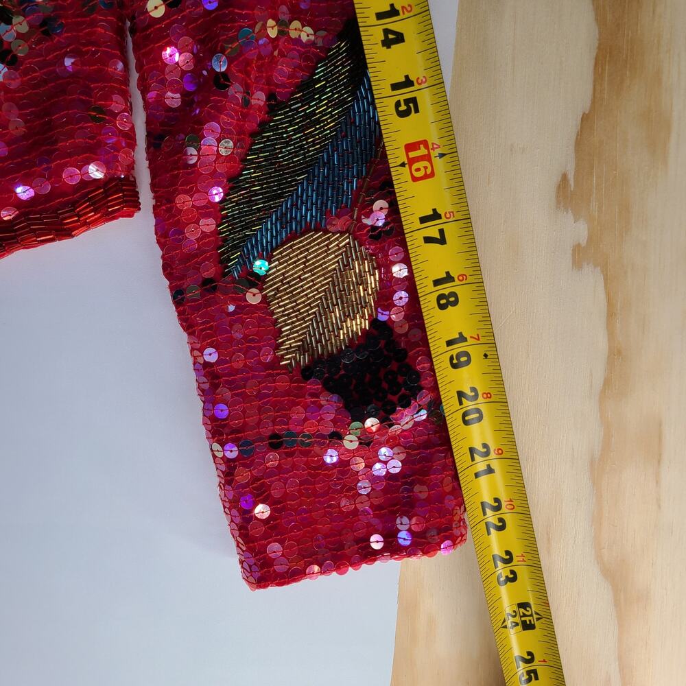Vintage Neiman Marcus Jack Bryan Sequin Beaded Jacket Red Multicolor Size 10 - Picture 6 of 10